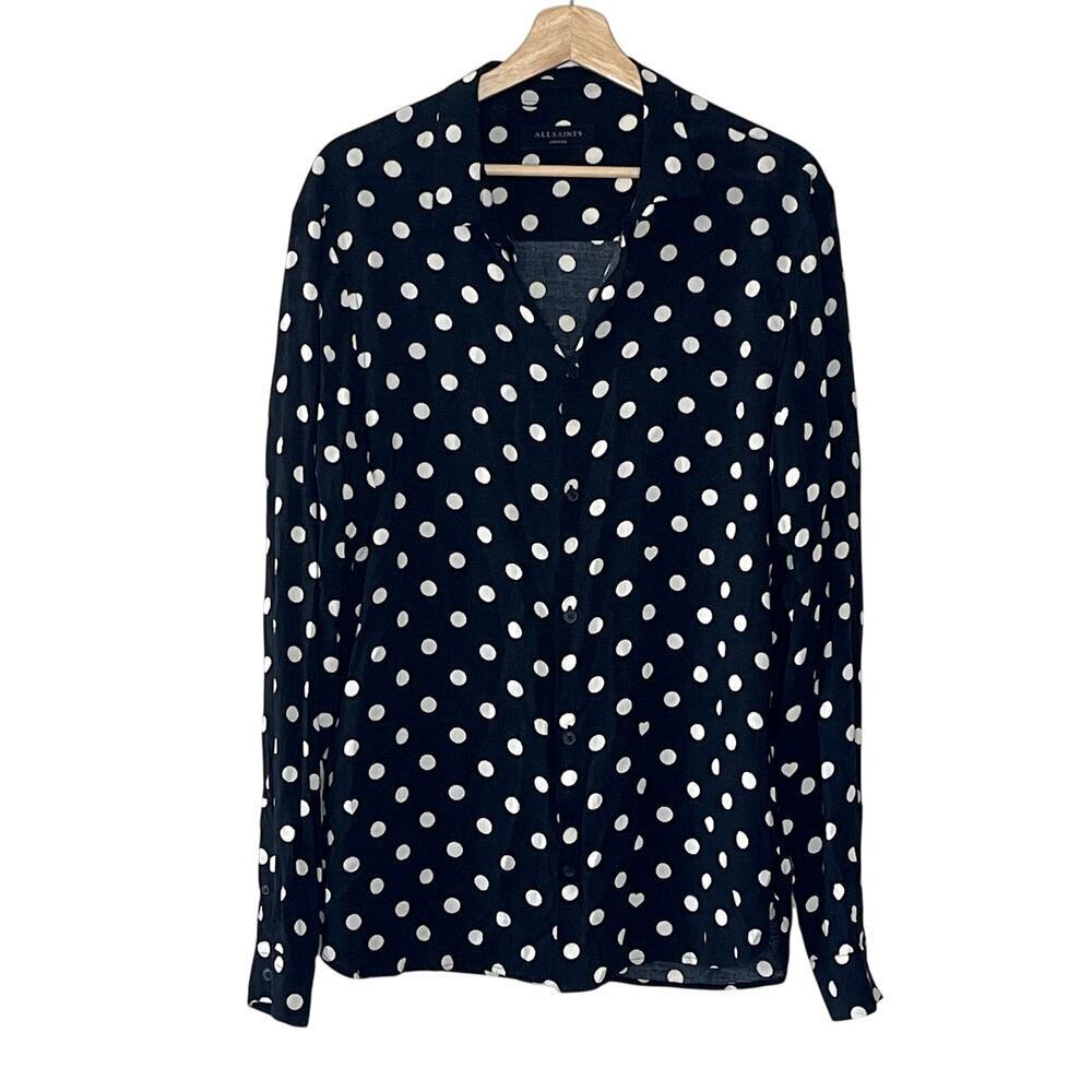 AllSaints Long‎ Sleeve Polka Dot Button Down Women's Shirt  Size M